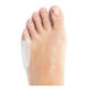 Pinky toe gel bunion guard covering the outer toe, soft translucent gel