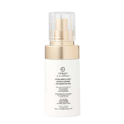 EpiLynx extra gentle daily scrub cleanser bottle with gold pump top