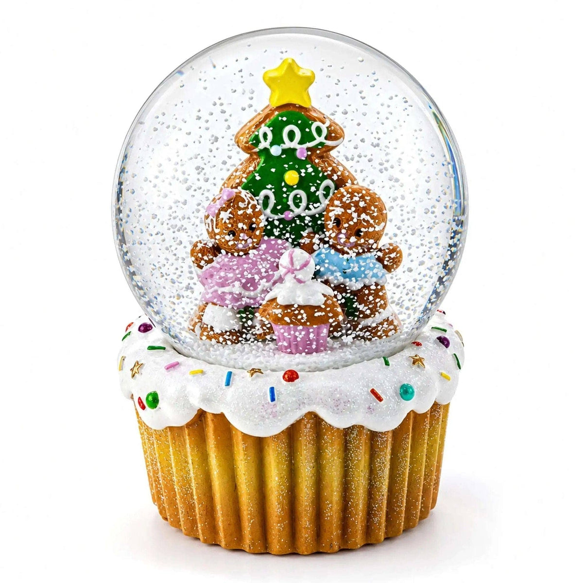 Gingerbread Family and Cupcake Musical Christmas Water Globe BestPysanky Default Title Default Title-