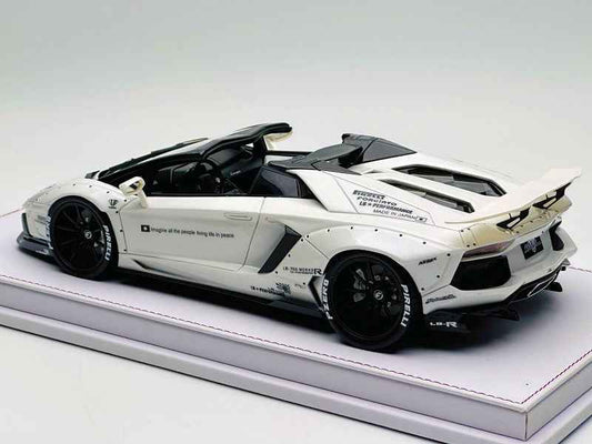 GL Model Lamborghini Aventador Roadster SVJ White w/ Black Wheels 1:18 WITH DISPLAY Cartsfy Inc.