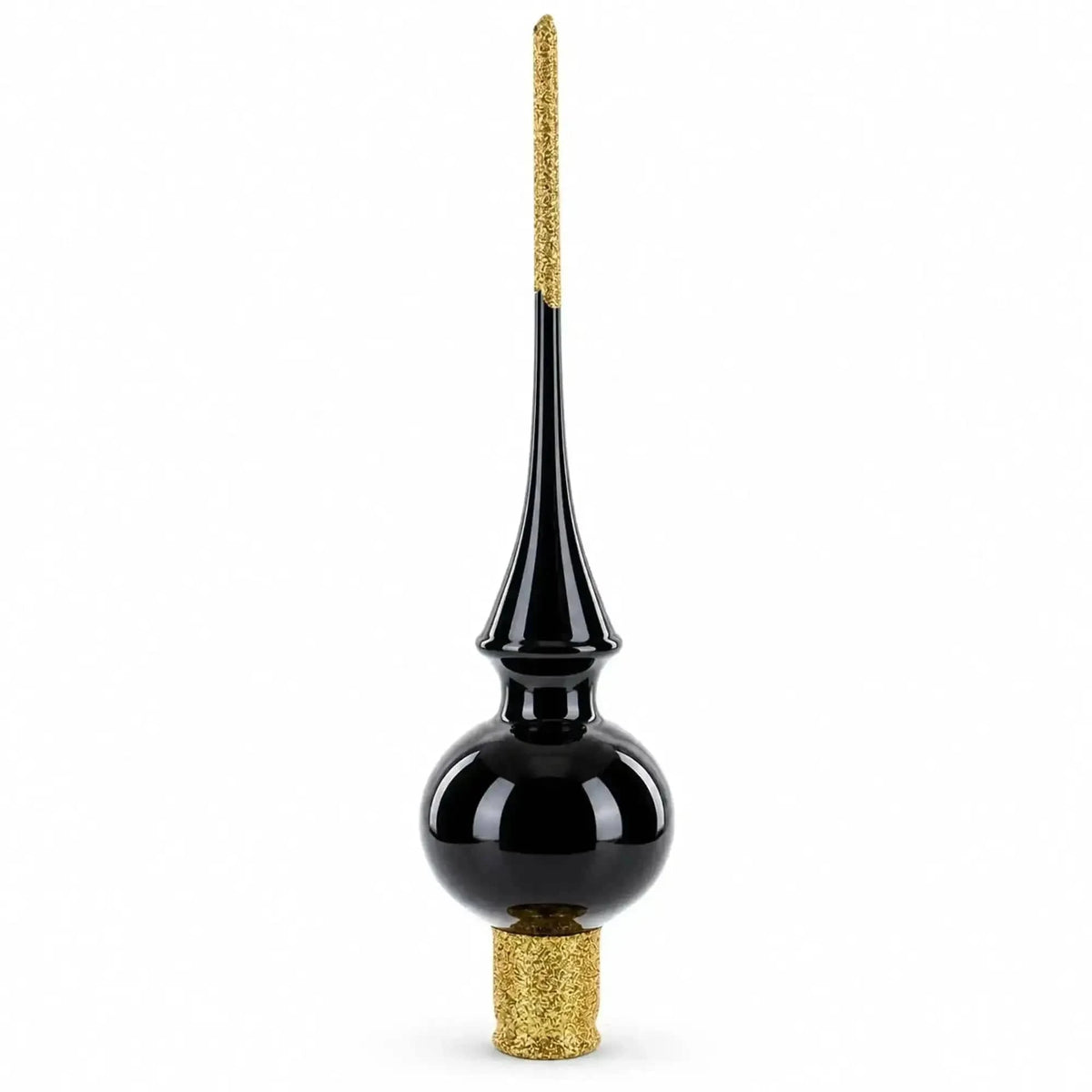 Glossy Black Glass Christmas Tree Topper 11 Inches Cartsfy Inc.