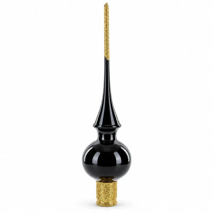 Glossy Black Glass Christmas Tree Topper 11 Inches Cartsfy Inc.