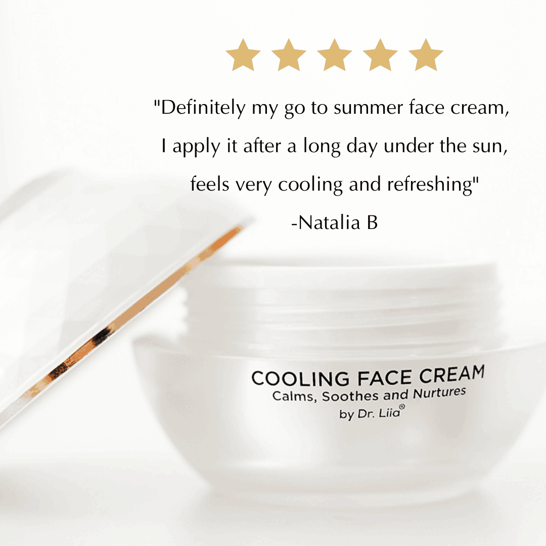 Cooling face cream jar with a cream smear and applicator stick