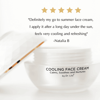 Cooling face cream jar with a cream smear and applicator stick