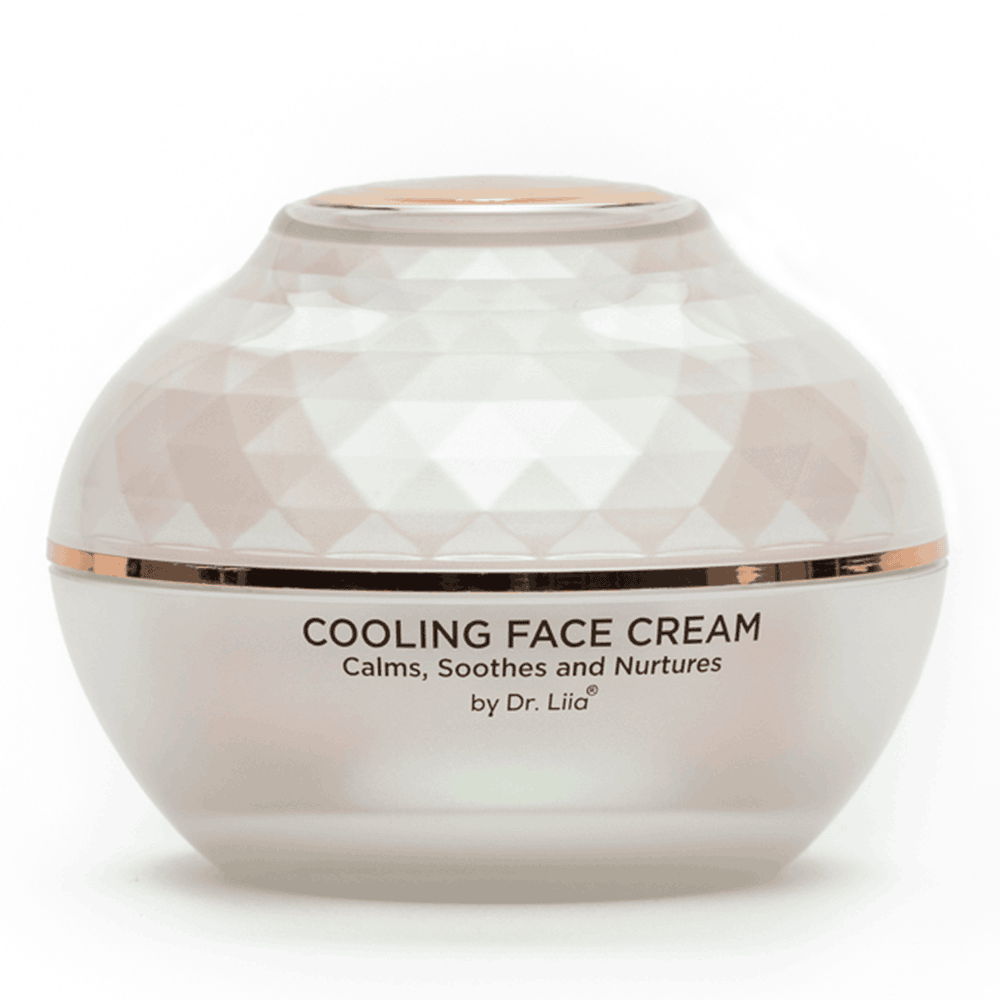 Faceted white face cream jar with rose-gold ring lid