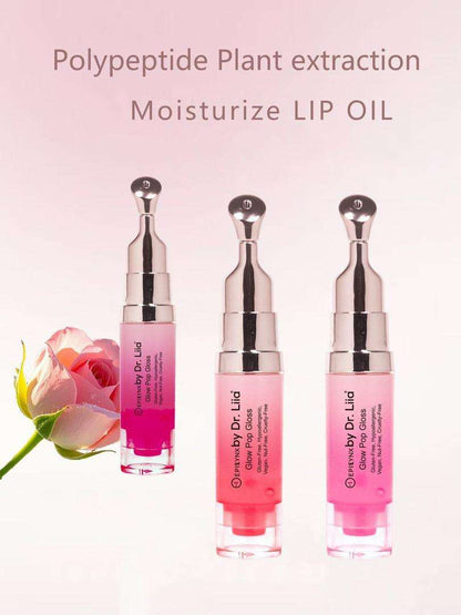 Glow Pop gloss & lip treatment tube set with three pink applicators