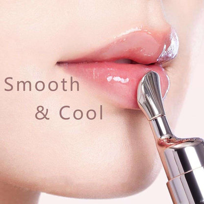Glossy pink lips with metal applicator tip