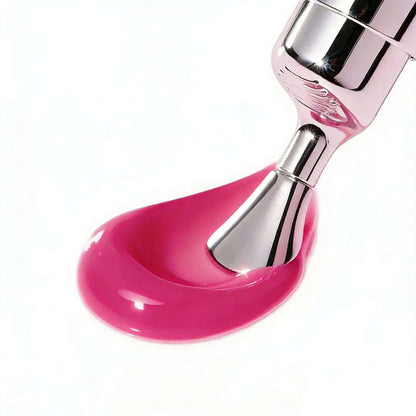 Pink lip gloss swatch with metal applicator