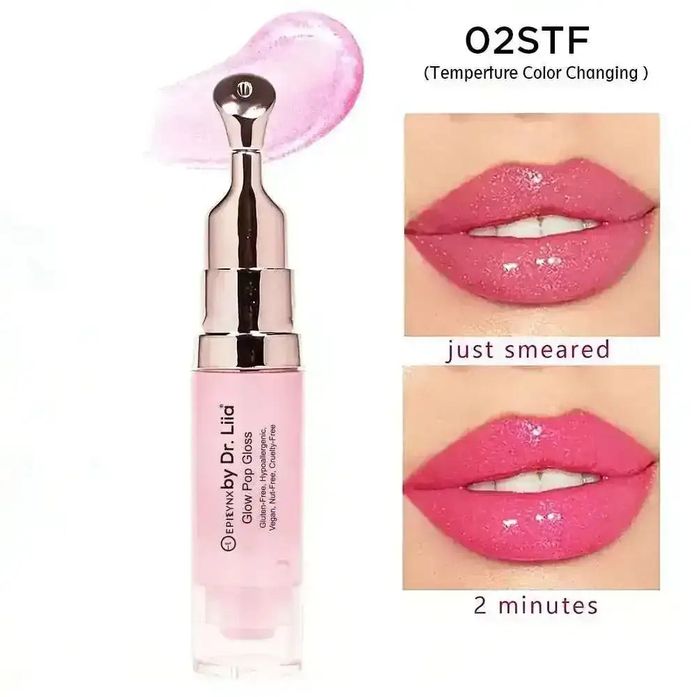Glow Pop Gloss & Lip Treatment – Radiant Shine & pH Color-Shift EpiLynx 01#STF – Cherry Crush 🍒 02# – Watermelon Wave 🍉 03#STF – Mocha Mirage ☕ 01#STF – Cherry Crush 🍒-02# – Watermelon Wave 🍉-03#STF – Mocha Mirage ☕-04#STF – So Juicy 🍓-05#STF – Your Lips But Better 💋-06#STF – Pretty in Pink 🩷-01# (Temp Color Changing) – Midnight Magic 🖤✨-02STF (Temp Color Changing) – Glow Up 🌸-03# (Temp Color Changing) – Barely Blushing 🤍-