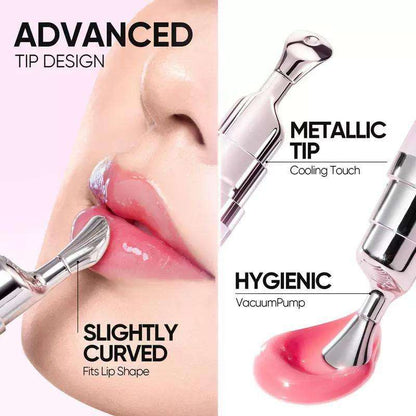 Glow Pop gloss & lip treatment with metallic tip and pink gloss swatch