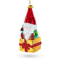 Gnome Bearing Gifts Glass Christmas Ornament