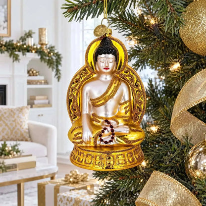Golden Buddha Glass Christmas Ornament Cartsfy Inc.