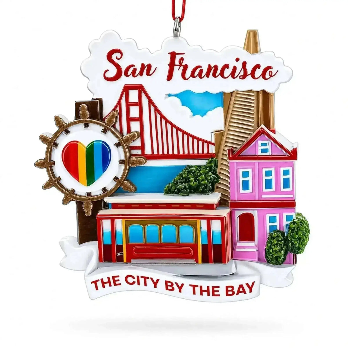 Golden Gate Bridge Cable Car San Francisco Resin Christmas Ornament Cartsfy Inc.