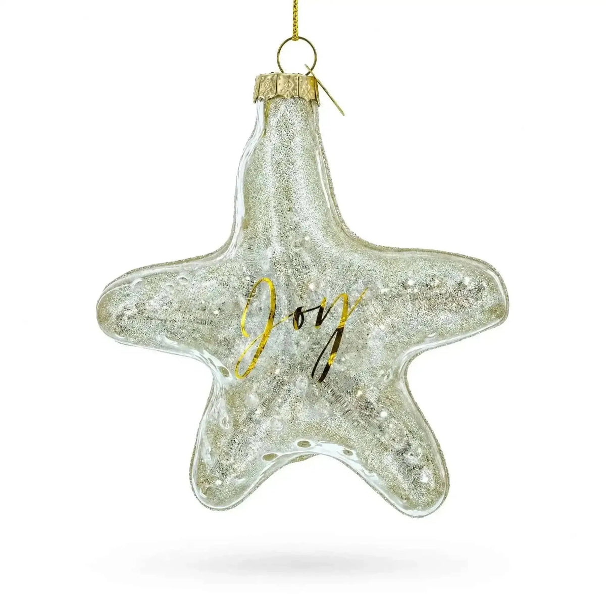 Golden Gleaming Star "Joy" Glass Christmas Ornament Cartsfy Inc.