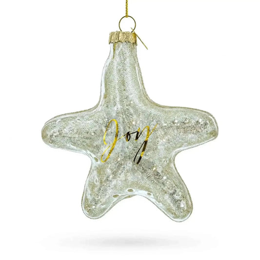 Golden Gleaming Star "Joy" Glass Christmas Ornament Cartsfy Inc.