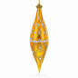 Golden Lattice and Floral Pattern Jeweled Elongated Pointed Teardrop Finial Glass Christmas Ornament Cartsfy Inc.
