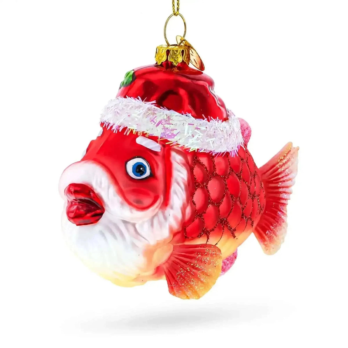 Grandpa Fish in Santa Hat Glass Christmas Ornament Cartsfy Inc.