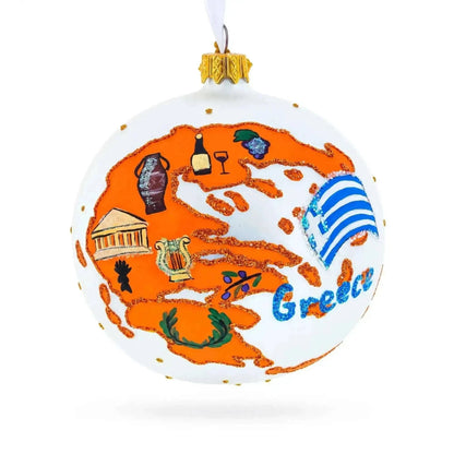 Greece Landmarks and Symbols Glass Ball Christmas Ornament 4 Inches Cartsfy Inc.