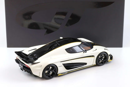 GT Spirit 2018 Koenigsegg Regera World Record Crystal White w/ Black Stripes & Gold Accents 1:18 Cartsfy Inc.