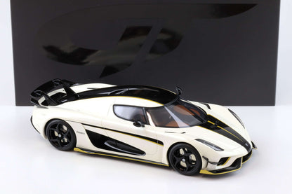 GT Spirit 2018 Koenigsegg Regera World Record Crystal White w/ Black Stripes & Gold Accents 1:18 Cartsfy Inc.