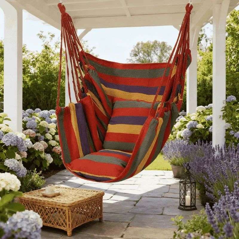 Hammock Chair Canvas – Portable Colorful Stripe Indoor Swing Cartsfy Inc.
