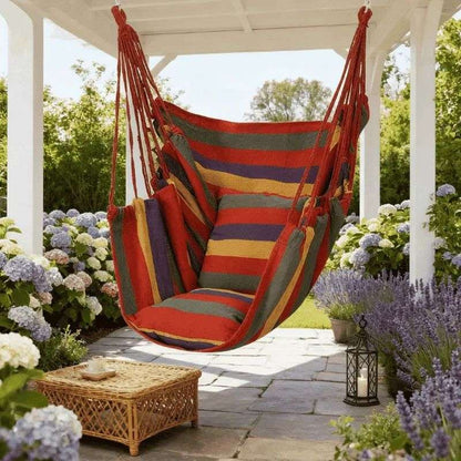 Hammock Chair Canvas – Portable Colorful Stripe Indoor Swing Cartsfy Inc.