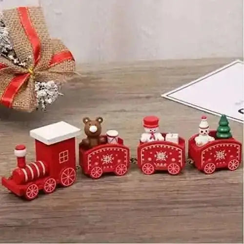 Happy Trees Wooden Christmas Train with Snowman Cartsfy Inc.