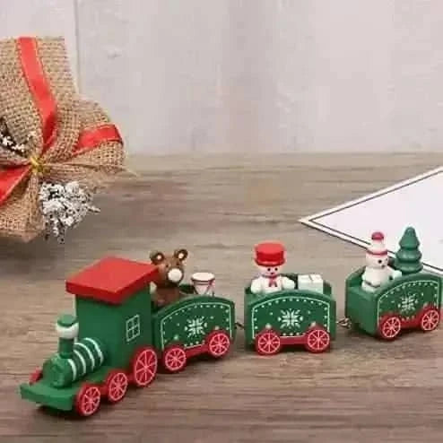 Happy Trees Wooden Christmas Train with Snowman Cartsfy Inc.
