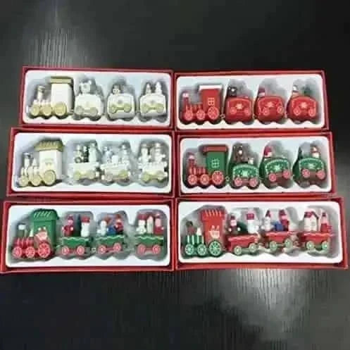 Happy Trees Wooden Christmas Train with Snowman Cartsfy Inc.