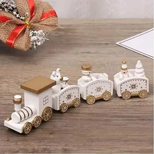 Happy Trees Wooden Christmas Train with Snowman