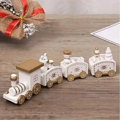 Happy Trees Wooden Christmas Train with Snowman