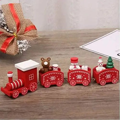 Happy Trees Wooden Christmas Train with Snowman