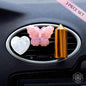 Car air vent crystal set with heart and butterfly pieces plus tiger-eye pyramid