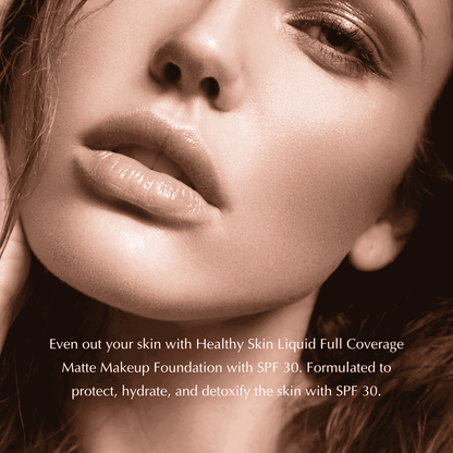 Matte foundation on skin with smooth, even coverage finish
