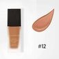 Matte foundation bottle and swatch, #12 warm brown