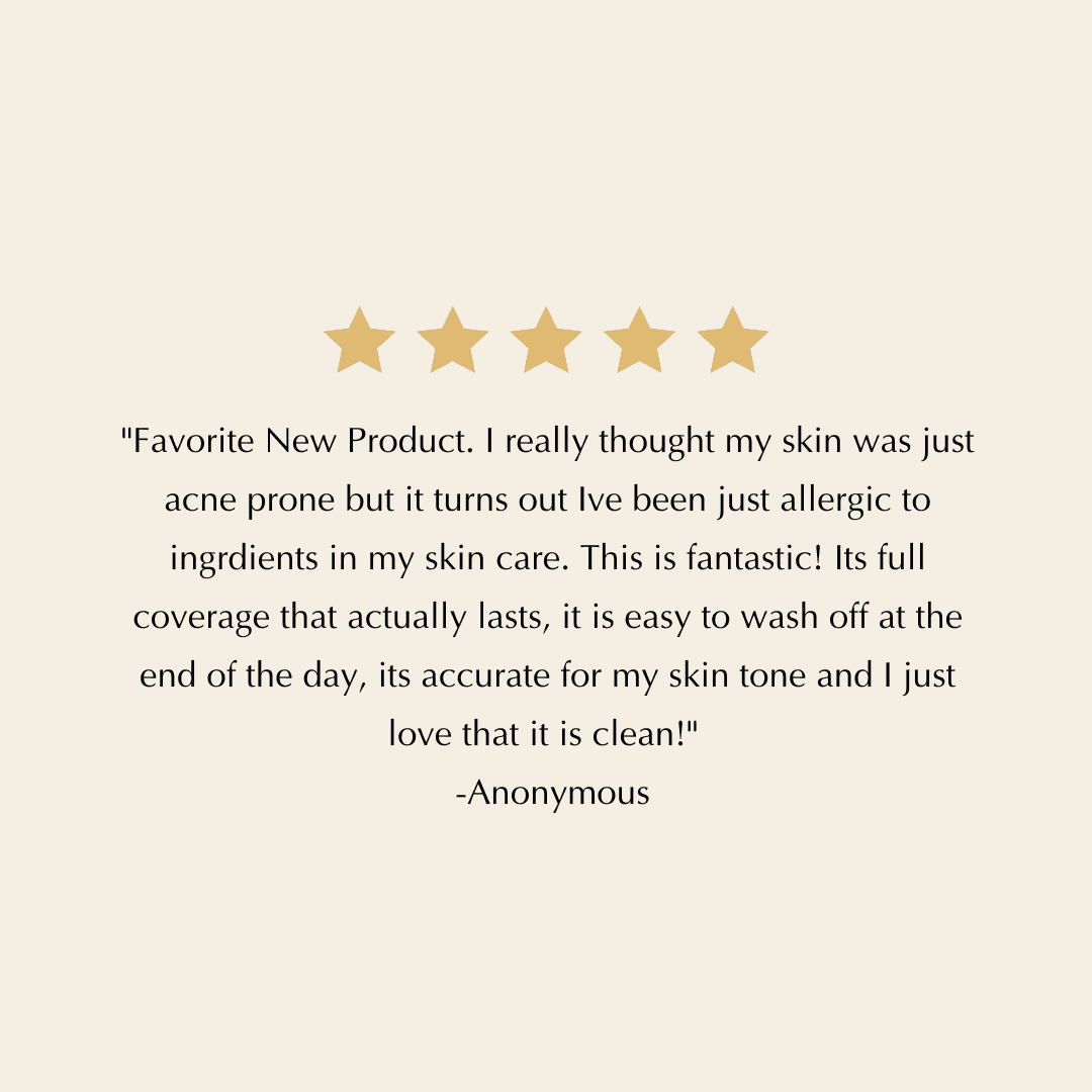 Five-star rating graphic for full coverage matte foundation