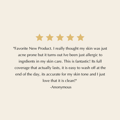 Five-star rating graphic for full coverage matte foundation