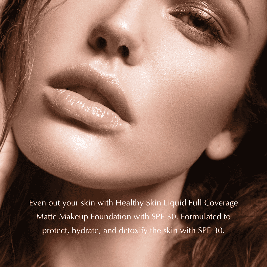 Matte foundation on skin with smooth, even coverage finish