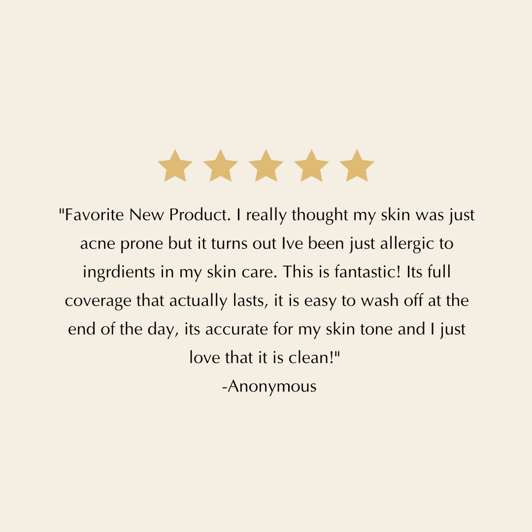 Five-star rating graphic for full coverage matte foundation