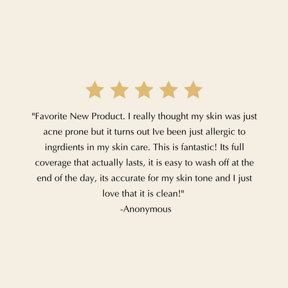 Five-star rating graphic for full coverage matte foundation