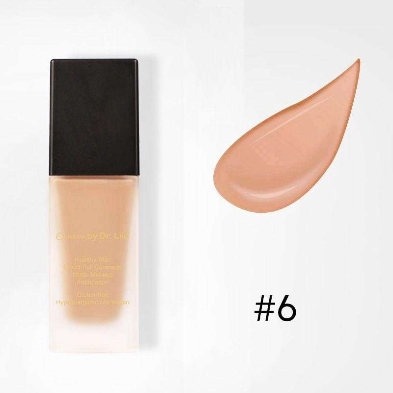 Matte foundation bottle and swatch, #6 warm beige
