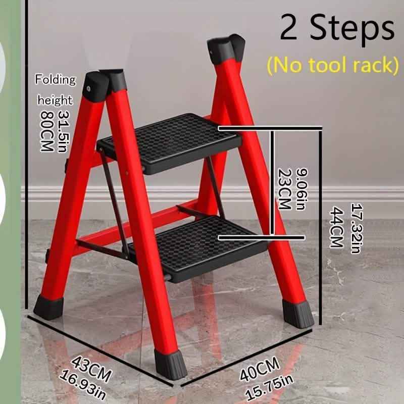 Heavy-Duty 2-Step Folding Ladder – Metal A-Frame with Non-Slip Steps Cartsfy Inc.