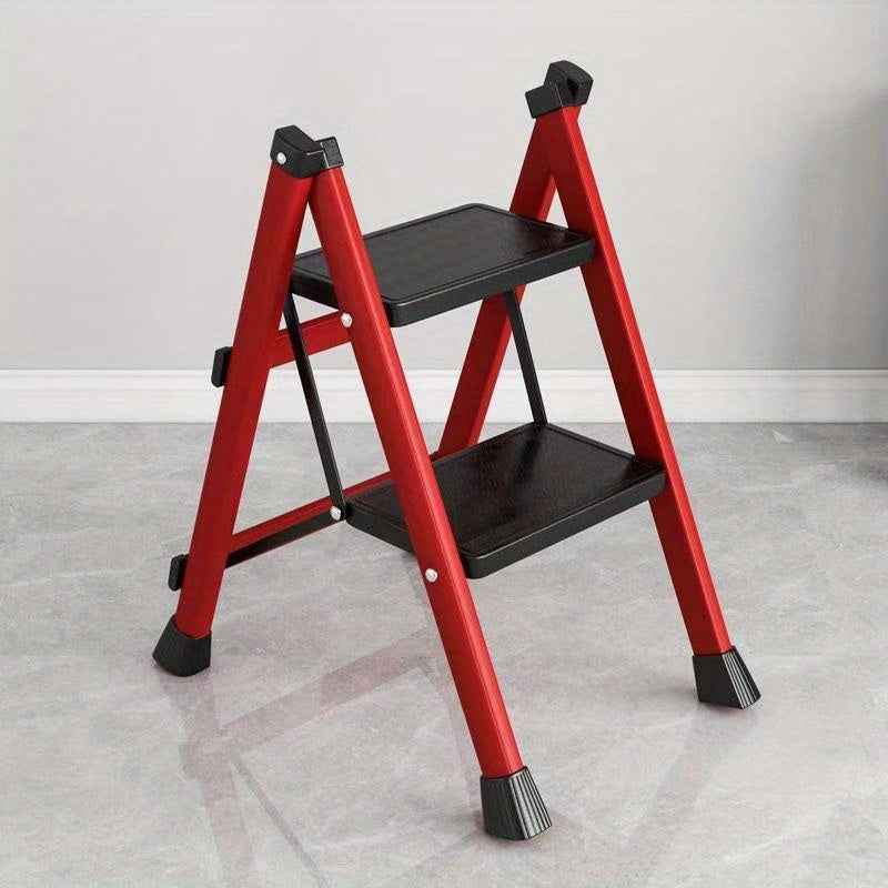 Heavy-Duty 2-Step Folding Ladder – Metal A-Frame with Non-Slip Steps Cartsfy Inc.