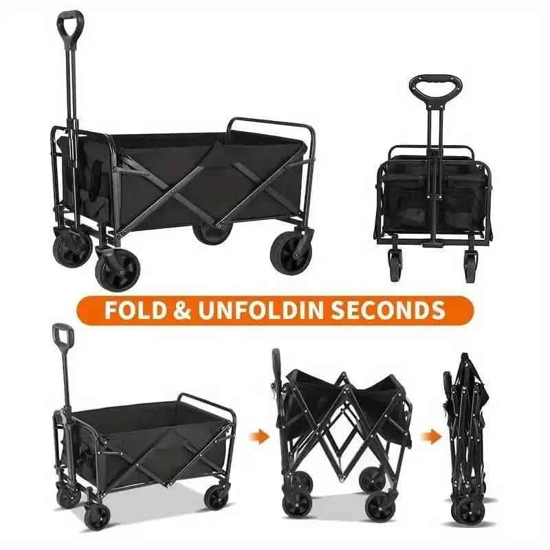 Heavy Duty Utility Portable Foldable Outdoor Beach Garden Wagon Cart with 360° All Terrain Wheels - Cartsfy Inc.
