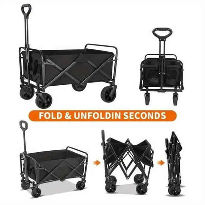 Heavy Duty Utility Portable Foldable Outdoor Beach Garden Wagon Cart with 360° All Terrain Wheels - Cartsfy Inc.