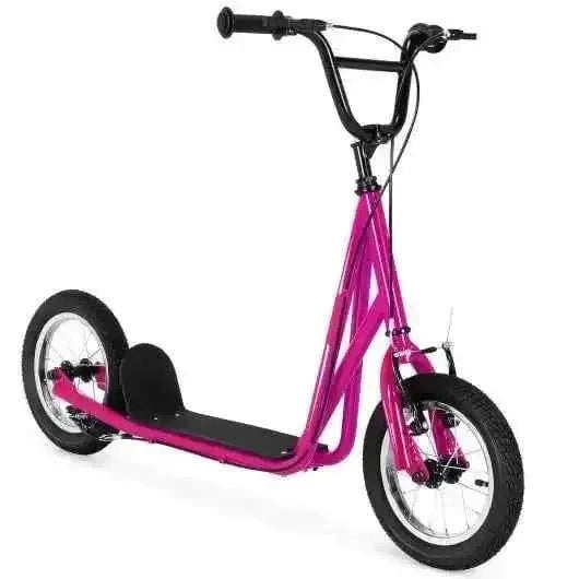 Height Adjustable Kid Kick Scooter with 12 Inch Air Filled Wheel-Pink Cartsfy Inc.