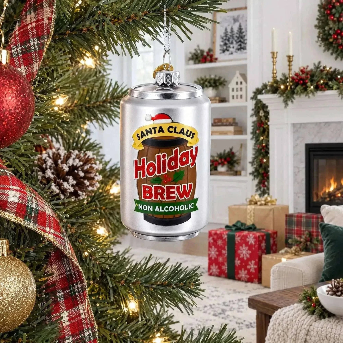 Holiday Non-Alcoholic Beer Brew Can Glass Christmas Ornament Cartsfy Inc.