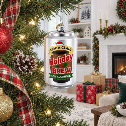 Holiday Non-Alcoholic Beer Brew Can Glass Christmas Ornament Cartsfy Inc.
