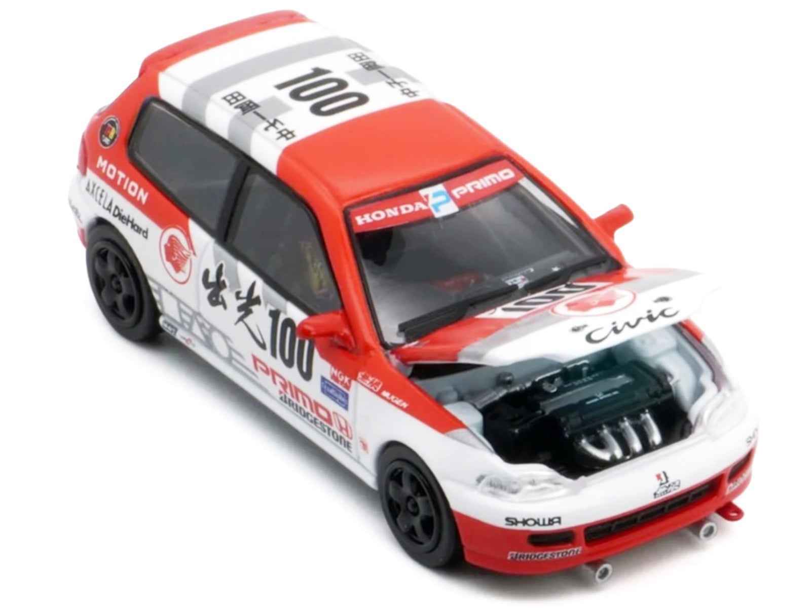 Honda Civic EG6 RHD (Right Hand Drive) #100 Osamu Nakako - Hideki Okada "Mugen Honda" "Japanese Touring Car Championship" (1993) 1/64 Diecast Model Car by BM Creations Miniature Motors Default Title Default Title-