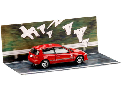 Honda Civic (EG6) RHD (Right Hand Drive) "Myogi Night Kids" Red "Initial D" (1995-2013) Manga "Diorama Set Series" 1/64 Diecast Model car by Hobby Japan Cartsfy Inc.
